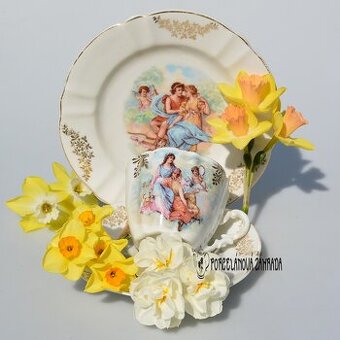 Starožitný trojset z Anglicka - šálka a tanieriky na čaj