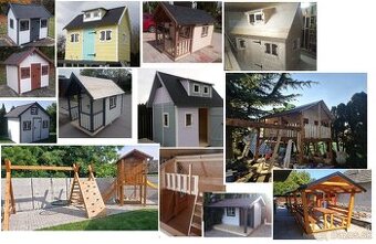 Drevený záhradný domček pre deti , sedenie ,