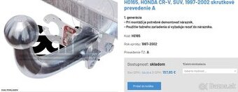 Ťažné zariadenie na: HONDA CR-V, SUV model 1997-2002