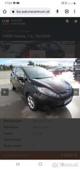 Ford Fiesta 1, 4tdci 50kw rok 2009 3dverovy