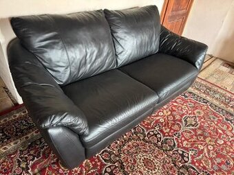 Černá kožená sedačka,5843