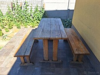 stol a lavice z masívu.zahradne sedenie - 1