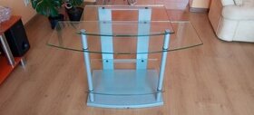 TV stolík, rám kovové prevedenie, sklenenné poličky - 1