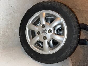14" Hliníkové disky Peugeot, 4ks s letnými pneumatikami