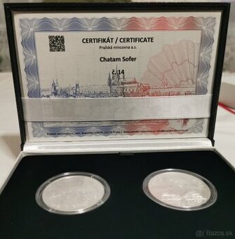 Predám strieborné pamätné medaile Chatam Sofer