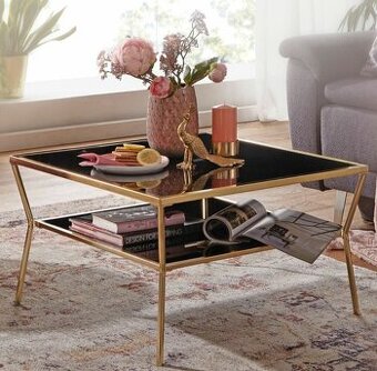 Konferenčný stolík zlato - čierny 70 cm