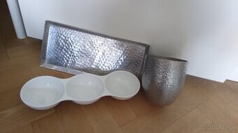 Strieborný kvetináč nádoba ako nový keramika porcelán