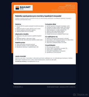 Montáž tepelných čerpadiel v Nemecku –2400€ za zákazku