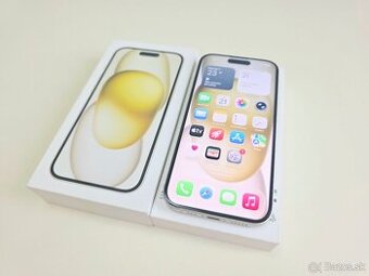 APPLE IPHONE 15 256GGB YELLOW ,ZDRAVIE BATERKY 100%