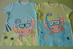 Krásne letné tričká v.122 -krab na pláži- ako nové