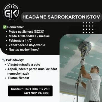 Ponuka práce pre sadrokartonistu