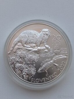 Strieborná 20 euro Kysuce - vydra - mlok -BK - Kremnica 2022