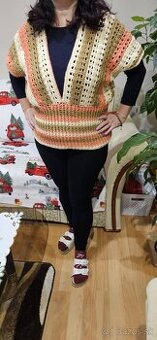 Predám Handmade hačkované pončo - hnedé