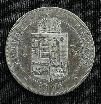 ☀️ 1 forint, zlatník rok 1870 KB, Rakúsko - Uhorsko ☀️ RRR