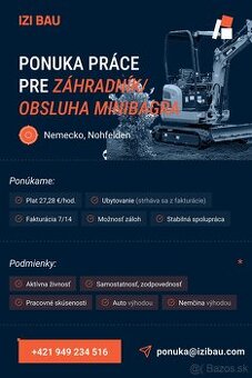 Ponuka práce Nemecko- záhradník/obsluha minibagra