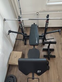 Tréningová lavica + 70kg závaží + 2x 7kg jednoručky