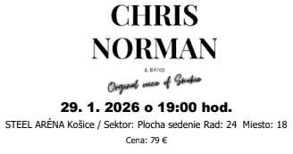Vstupenka na koncert CHRIS NORMAN & BAND