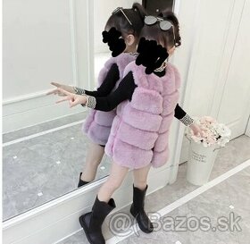 Dievčenská vesta kožúšok ružový, veľkosť 140