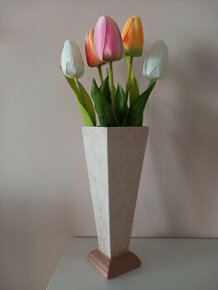 Béžová keramická váza - 24x7,5 cm
