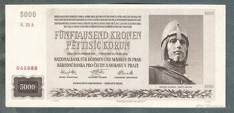Staré bankovky 5000 korun 1944 NEPERFOROVANA, VZÁCNÁ, pěkná