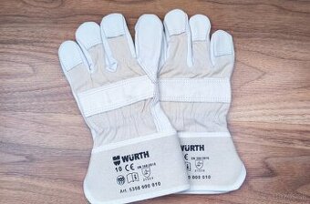 Pracovné rukavice Wurth W20, č. 10, kožené, bielo-krémové