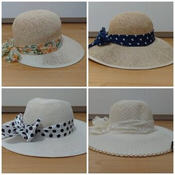 SET 4x dámsky slamený klobúk s mašľou