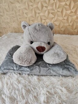 Plyšová hračka, macko s dekou vo vnútri, šedá