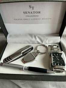 SENATOR hodinky + nožík + kľúčenka + pero = set