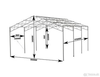 Oceľová konštrukcia 8×9,6m – pozinkovaná, s dopravou zdarma