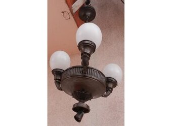 Art Deco luster so 4 guľami mosadz