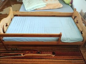 Borovicova detska postel 160x80 s novym matracom - 1