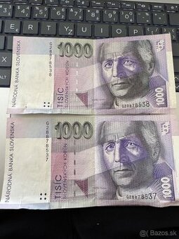 1000 Slovenských korún 1993, séria G 2 ks