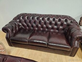CHESTERFIELD ŠTÝL,KOŽENÁ 3+2+1