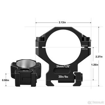 Montáž duralová Ø34mm, picatinny rail