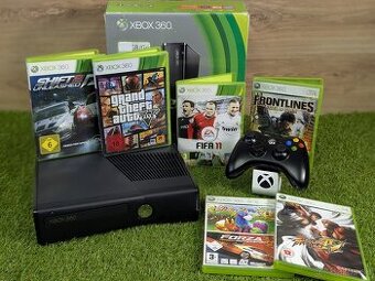 Xbox 360 Slim/E, 1 ovládač, kinect, 7 hier (GTA, NFS, a iné)