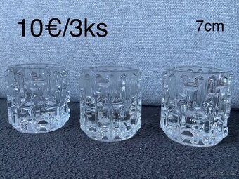 Svietniky a váza - číre sklo - 1