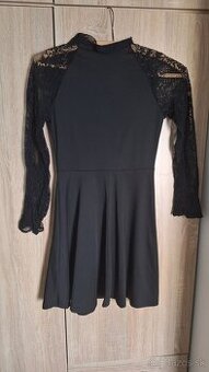 Čierne čipkovane šaty (S ) pohodlne lodičky 36