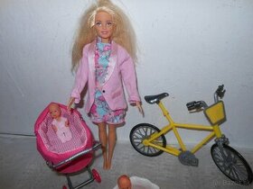 BARBIE bábiky s deťmi,  auto, bicykel.