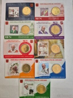 Predám kartičky Vatikánu: 50 centová minca + známka - 1