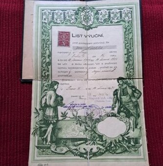 Starožitný výučný litografický list strojný zámečník