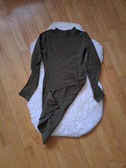 khaki elasticke mini šaty