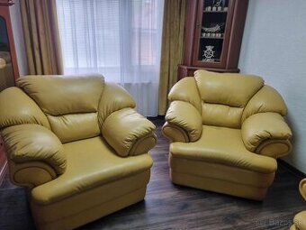 Koženy gauč + 2 kresla