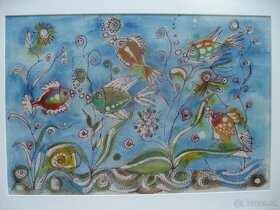 "Akvárium" - batika na plátne