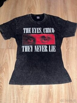 Čierne tričko s potlačou „THE EYES, CHICO THEY NEVER LIE“