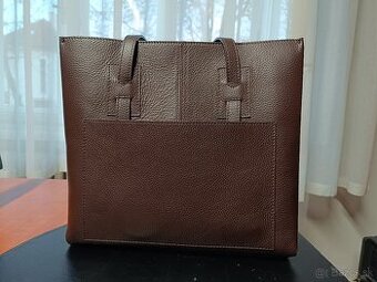 Tmavohnedá koženná kabelka - 1