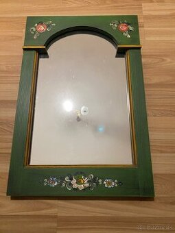 Starožitne ručne maľované zrkadlo Ľudový motív .