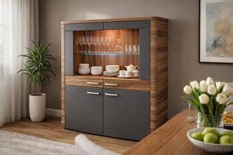 Moderný príborník, vitrína