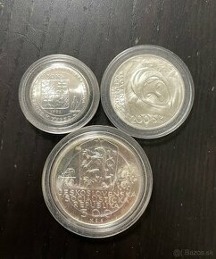 Strieborné mince 50Kčs, 200sk, 500Kčs