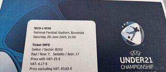 Vstupenka na finále EURO U21 Bratislava