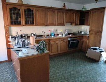 Rustikální dubová linka do U se spotřebiči,6236